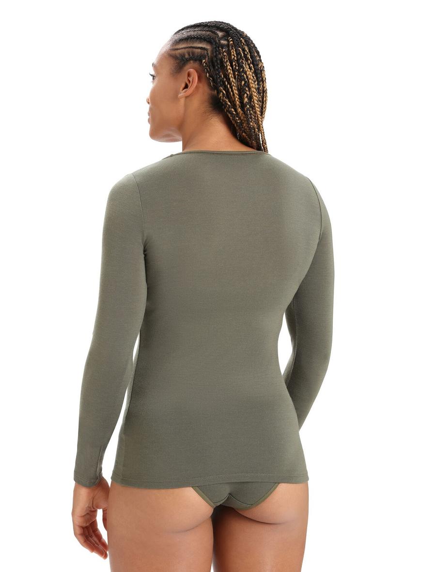 Loden Women's Icebreaker Merino Siren Long Sleeve Sweetheart Top Underwear | USA 1688KORI